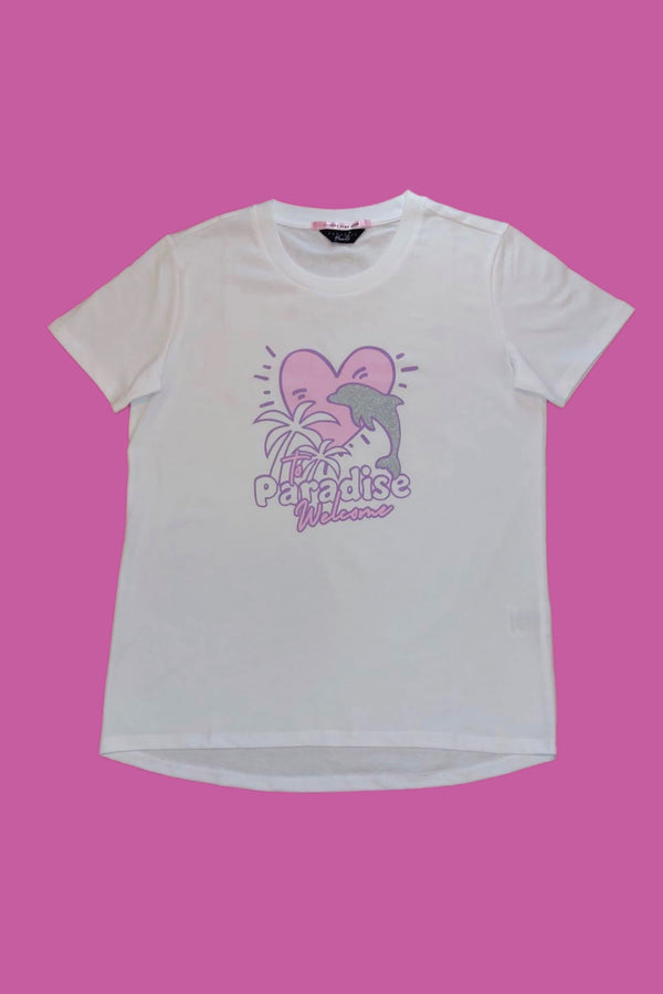 PARADISE HEARTS paradise T-Shirt - weiß / Glitzer