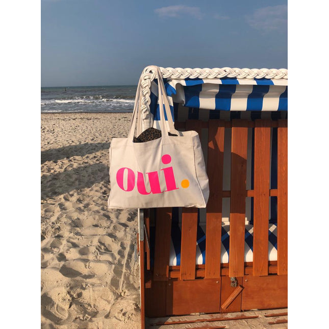 Oui. - Non. Baumwolltasche - Beige/Neon