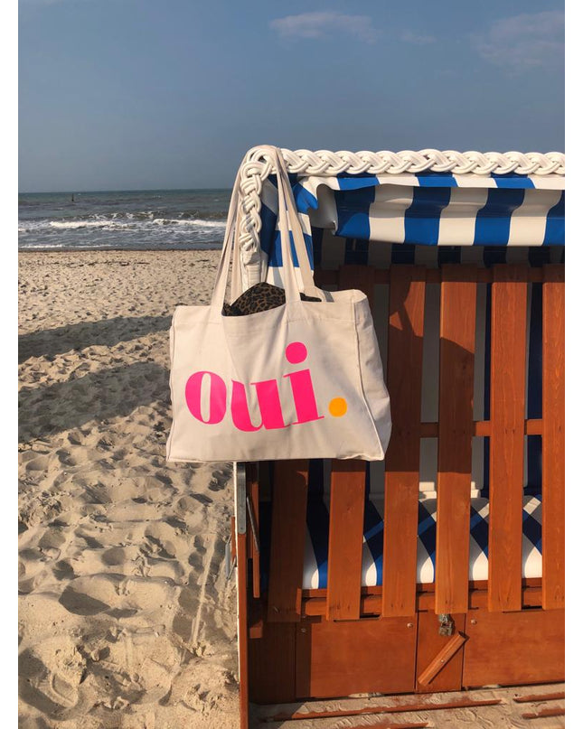 Oui. - Non. Baumwolltasche - Beige/Neon