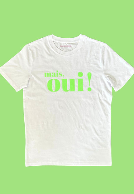 Mais, Oui! T-Shirt - Weiß / Glitzer Neongrün