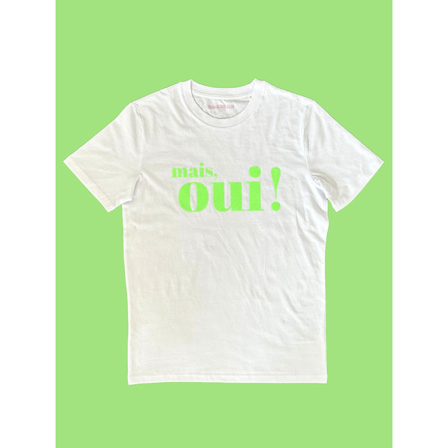 Mais, Oui! T-Shirt - Weiß / Glitzer Neongrün