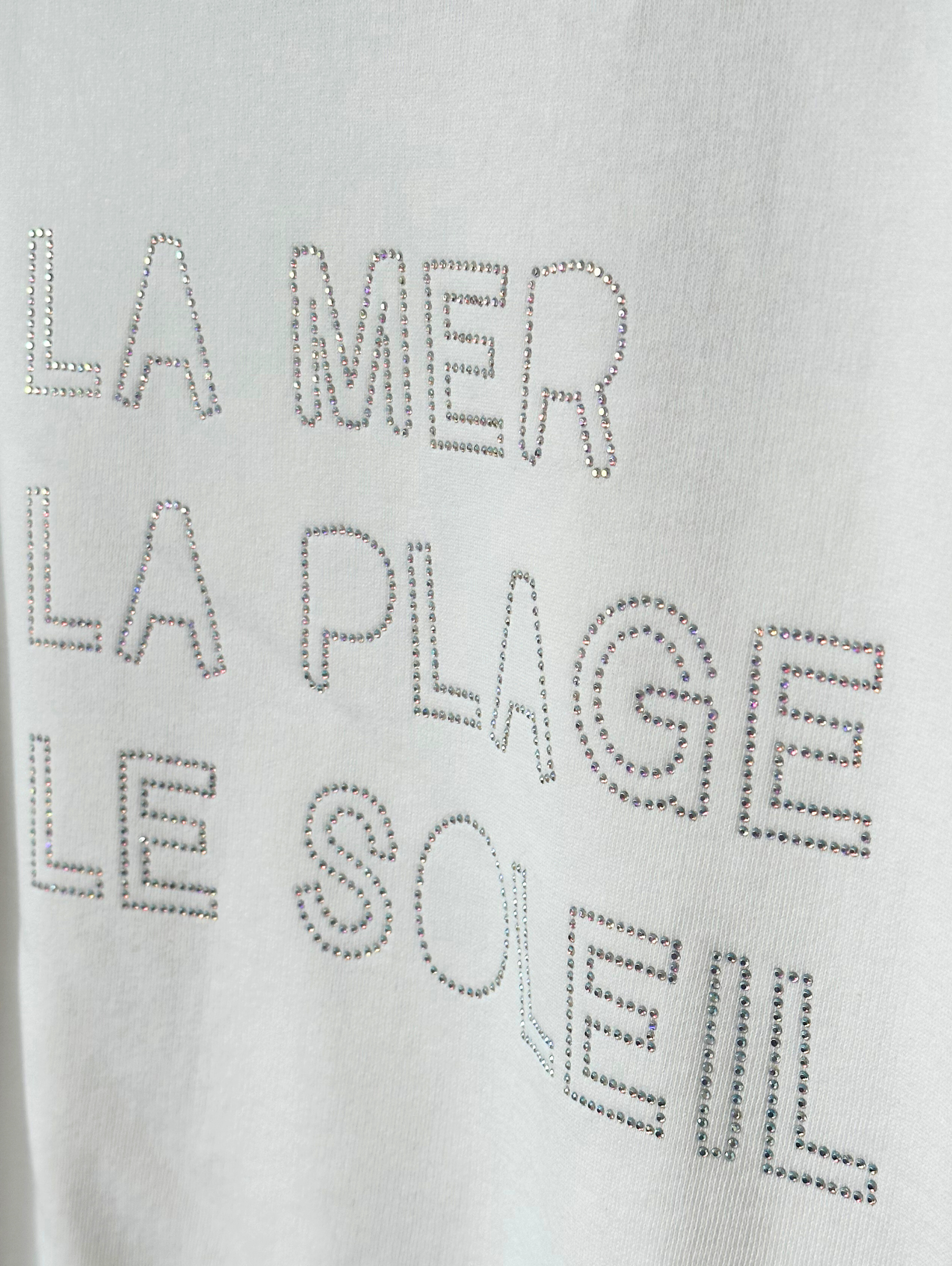 LA MER, LA PLAGE, LE SOLEIL Sweatshirt - Weiß/ Strass