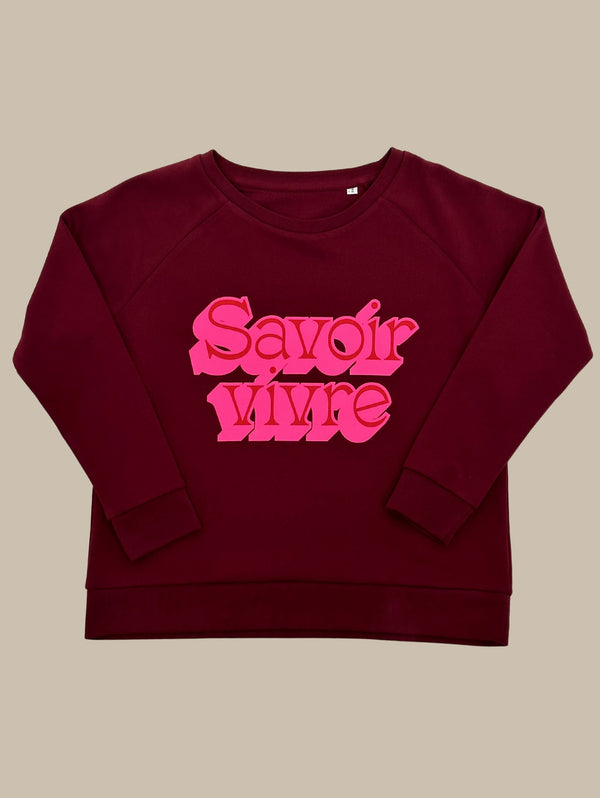 Savoir Vivre Sweatshirt - Bordeaux/Neon