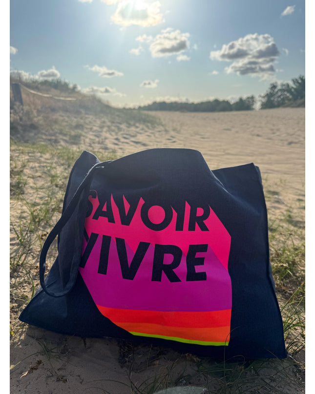 Savoir Vivre Baumwolltasche - denim / neon