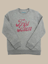 Tres Bien Sweatshirt - Grau/ Rosa Glitzer