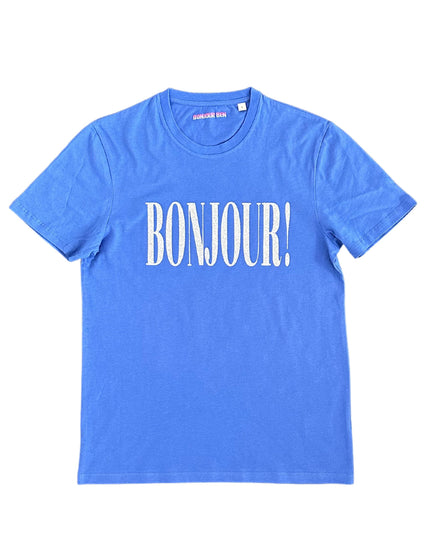 Bonjour! T-Shirt -Enzianblau / Silber Glitzer