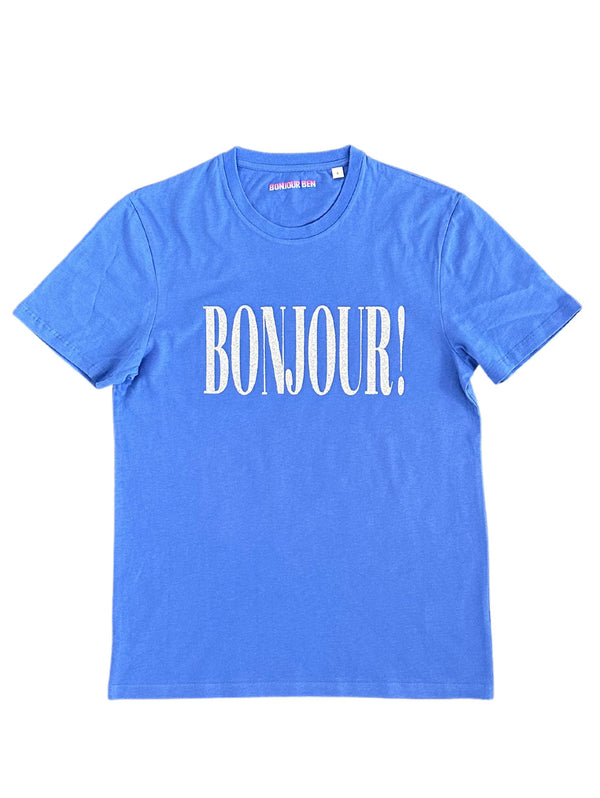 Bonjour! T-Shirt -Enzianblau / Silber Glitzer