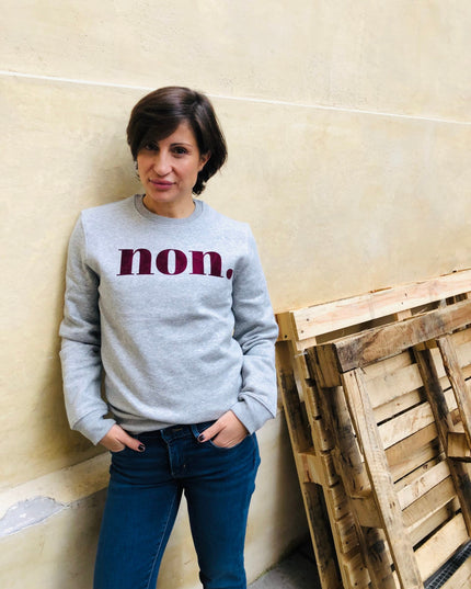 Non. Sweatshirt - Grau/Weinrot