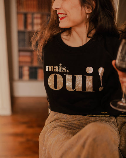 Mais, Oui! Sweatshirt - Schwarz/Glitzer Gold