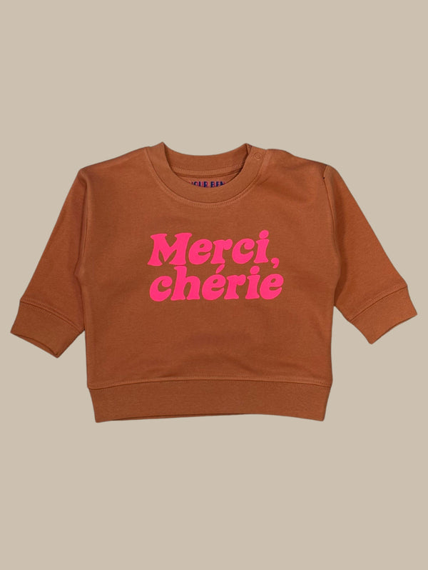 Bébé Merci, Chérie Sweatshirt - Orange / Neon Pink