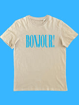 Bonjour! T-Shirt - Beige/ Blau Glitzer