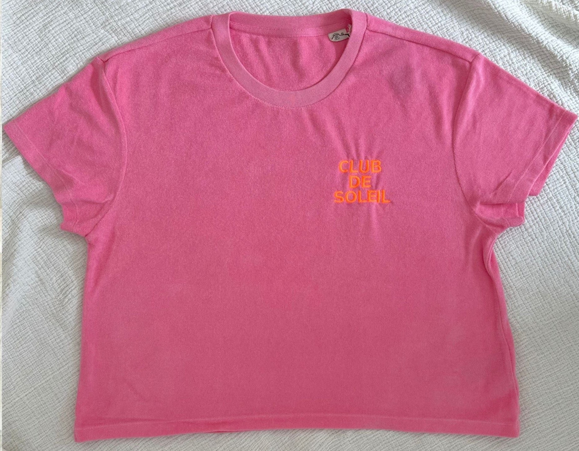 Club de Soleil T-Shirt aus Frottee - Pink/Neon Orange