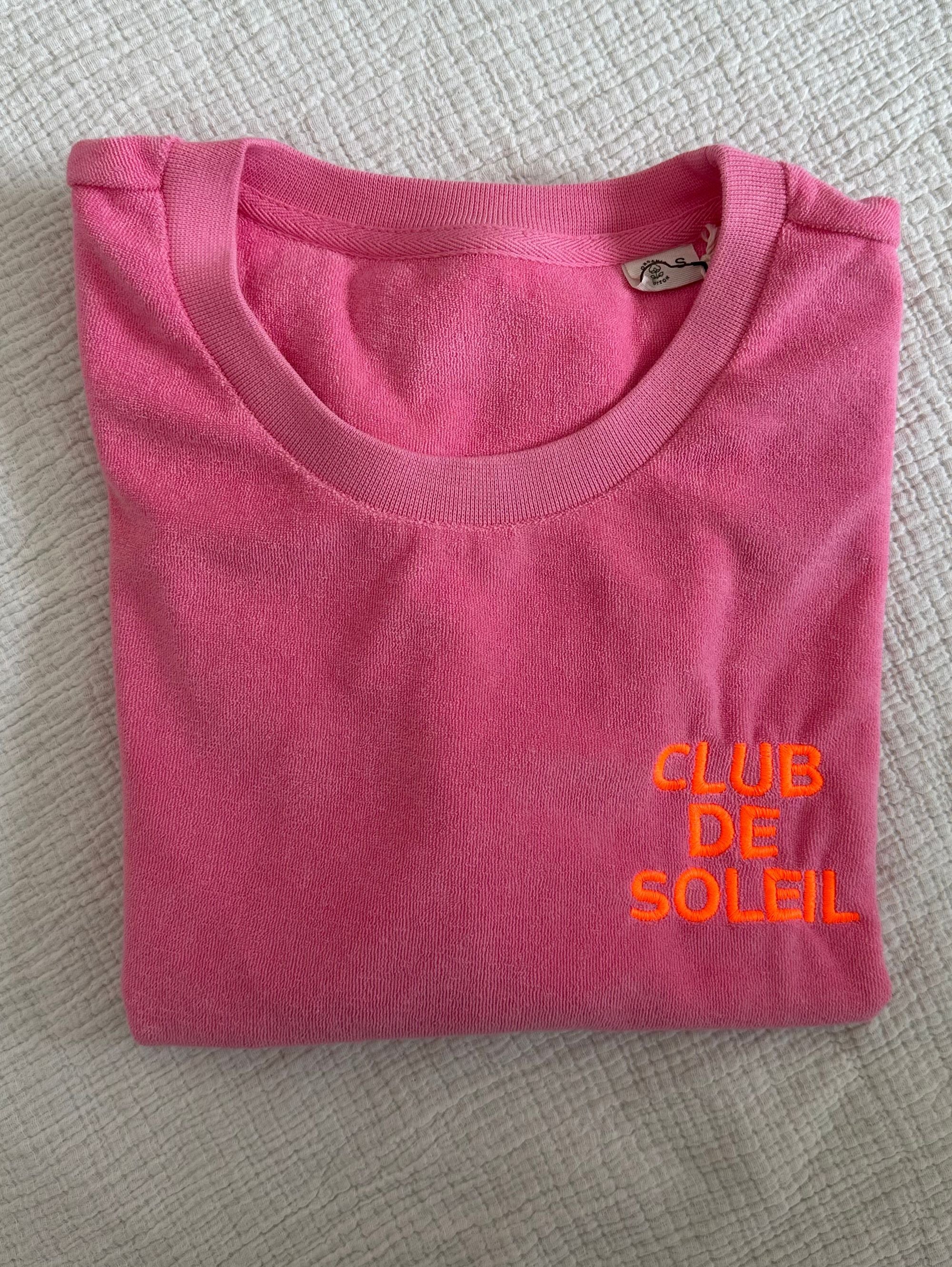 Club de Soleil T-Shirt aus Frottee - Pink/Neon Orange