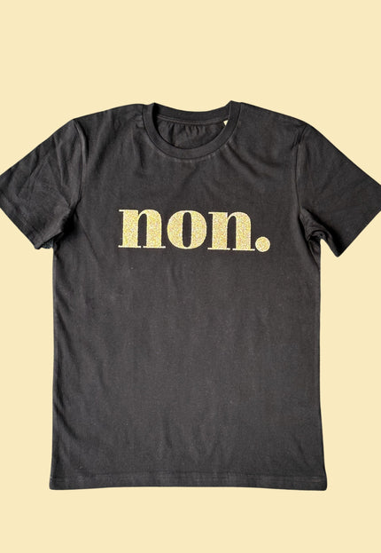 Non. T-Shirt - Schwarz / Glitzer Gold