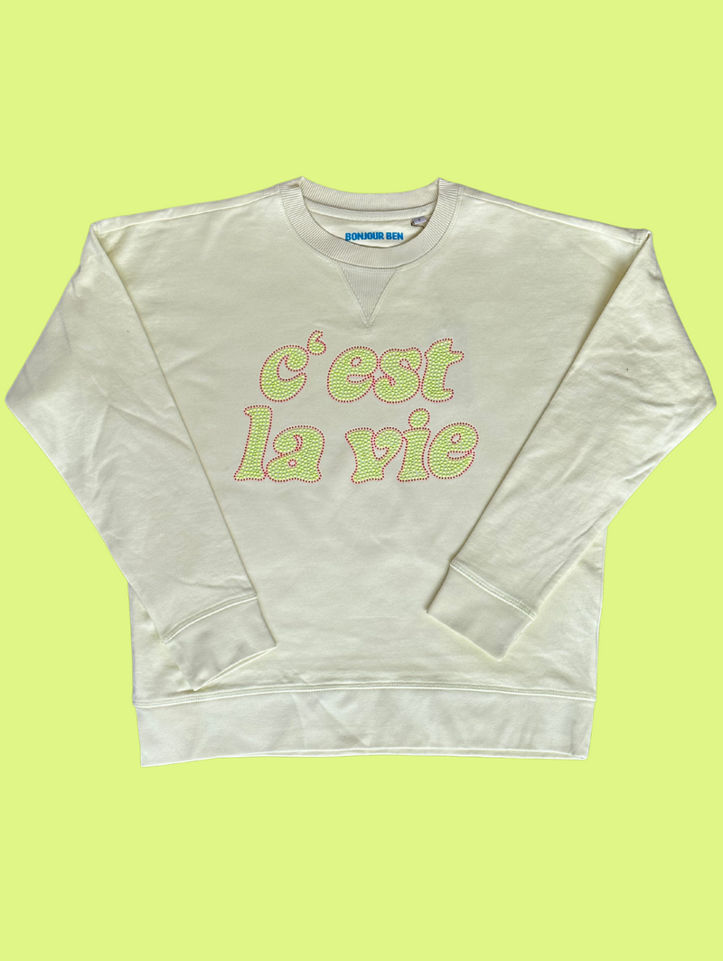 C'est la vie Sweatshirt - Lemon / Strass