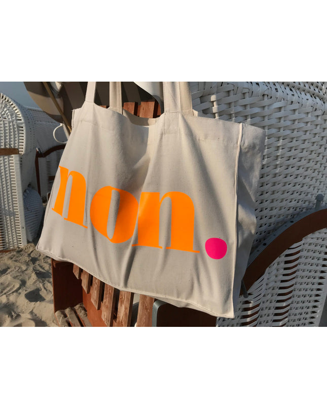 Oui. - Non. Baumwolltasche - Beige/Neon