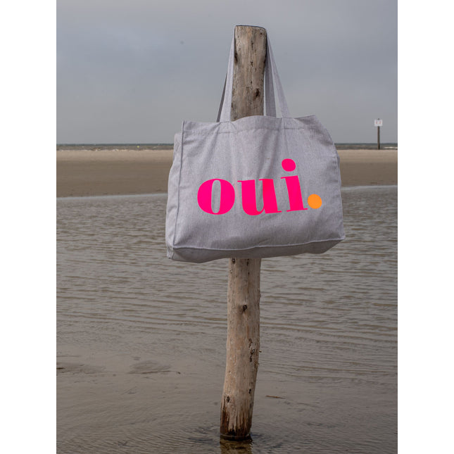 Oui. - Non. Baumwolltasche - Grau/Neon