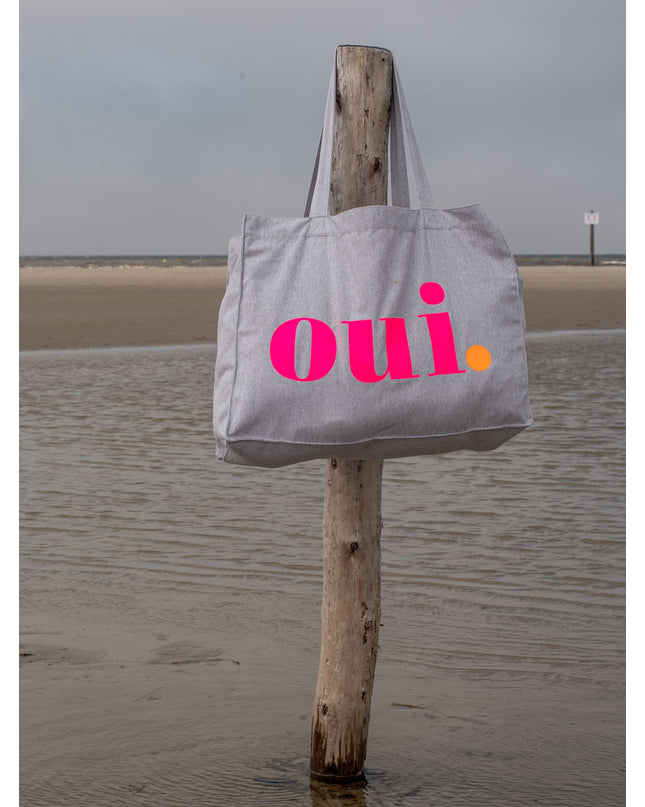 Oui. - Non. Baumwolltasche - Grau/Neon