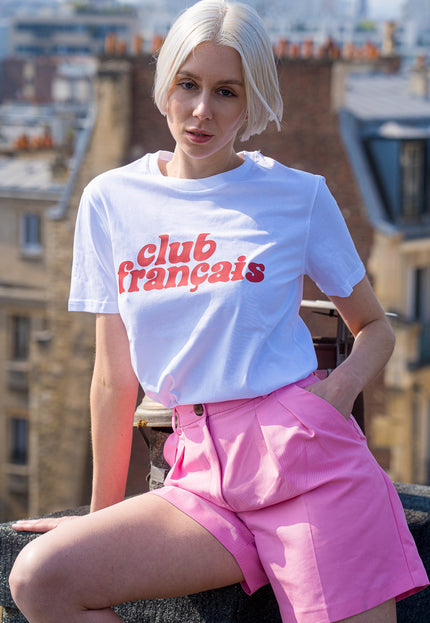 Club Francais T-Shirt - weiß / lipstick red