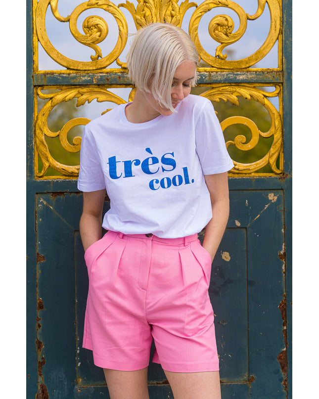 Très Cool T-Shirt - Weiß/Glitzer Blau