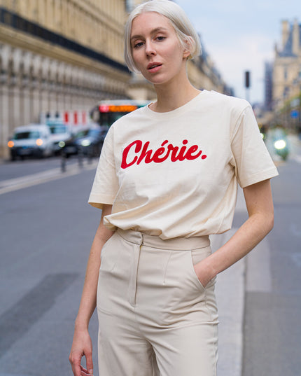 Chérie T-Shirt - Offwhite/Rot