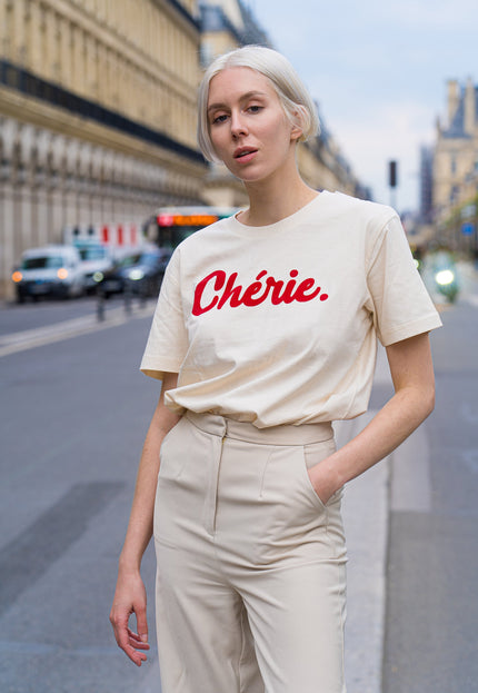 Chérie T-Shirt - Offwhite/Rot