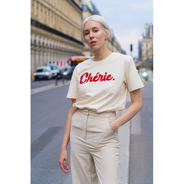 Chérie T-Shirt - Offwhite/Rot