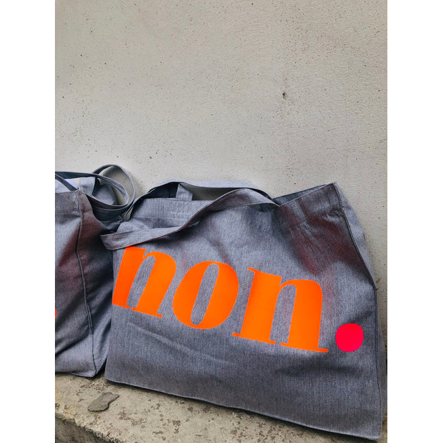 Oui. - Non. Baumwolltasche - Grau/Neon