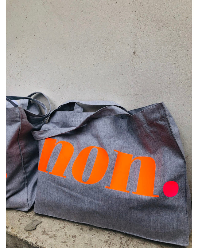 Oui. - Non. Baumwolltasche - Grau/Neon
