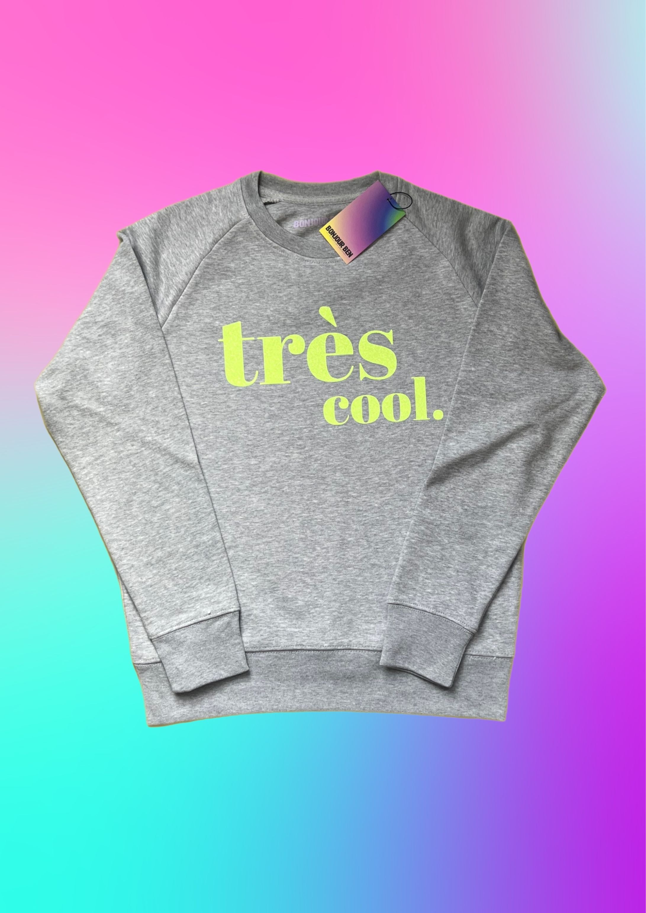 Très cool Sweatshirt - Grau/Neon Gelb Glitzer