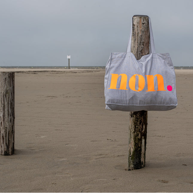 Oui. - Non. Baumwolltasche - Grau/Neon
