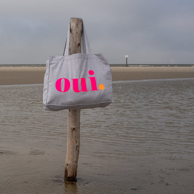 Oui. - Non. Baumwolltasche - Grau/Neon