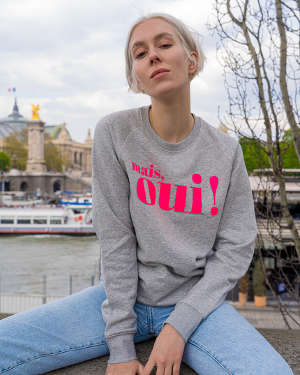 Mais, Oui! Sweatshirt - Grau/Neon Pink