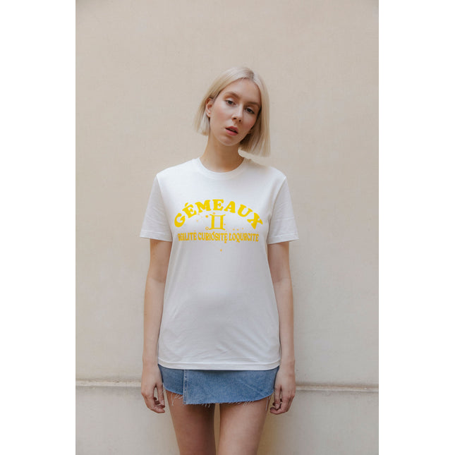 Sternzeichen T-Shirt Zwilling - Weiß/Gelb