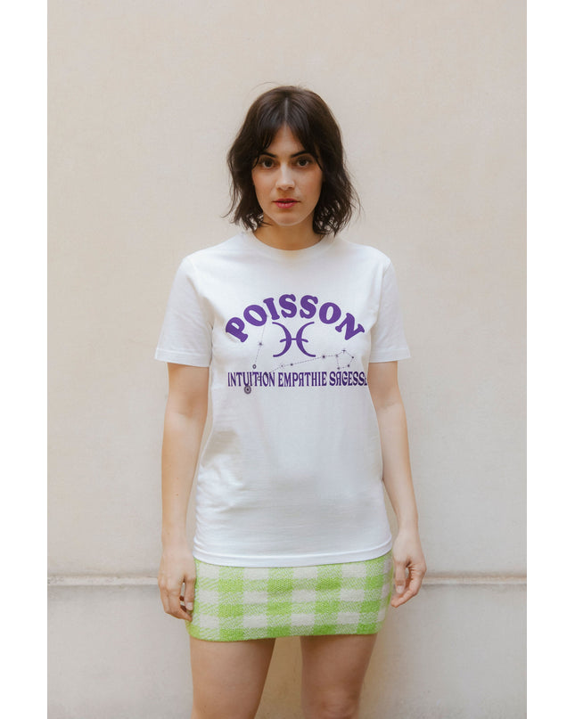 Sternzeichen T-Shirt Fisch - Weiß/Lila
