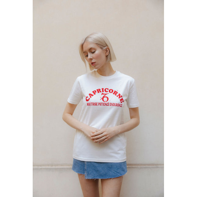Sternzeichen T-Shirt Steinbock - Weiß/Rot