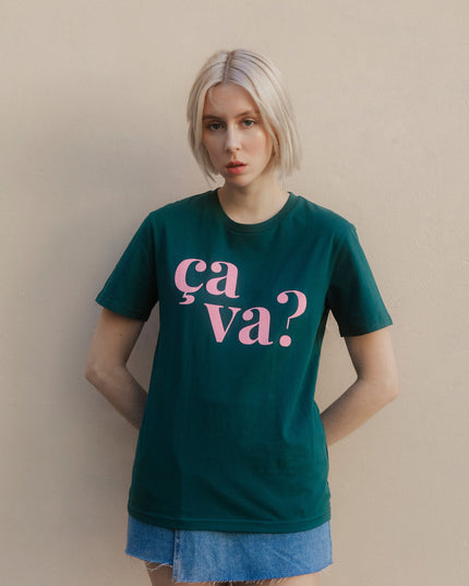 Ça va? T-Shirt - Grün/Rosa