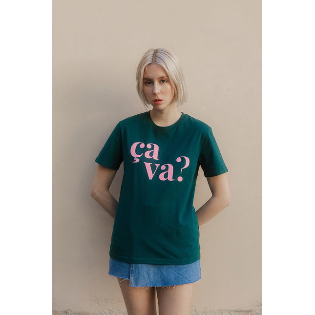 Ça va? T-Shirt - Grün/Rosa
