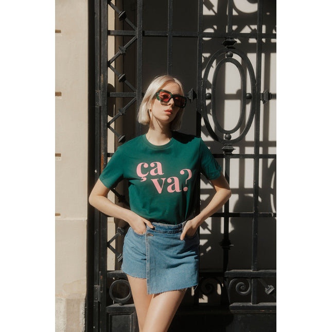 Ça va? T-Shirt - Grün/Rosa
