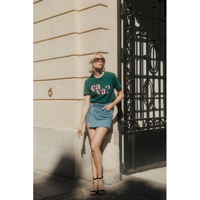 Ça va? T-Shirt - Grün/Rosa