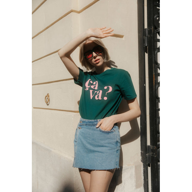 Ça va? T-Shirt - Grün/Rosa
