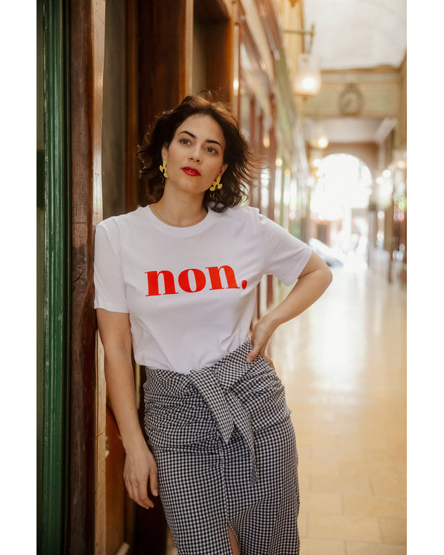 Non. T-Shirt - Weiß/Rot
