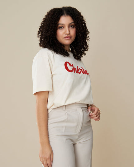 Chérie T-Shirt - Offwhite/Rot