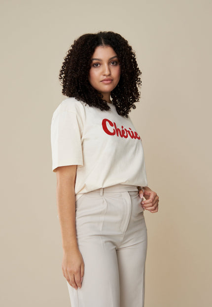 Chérie T-Shirt - Offwhite/Rot