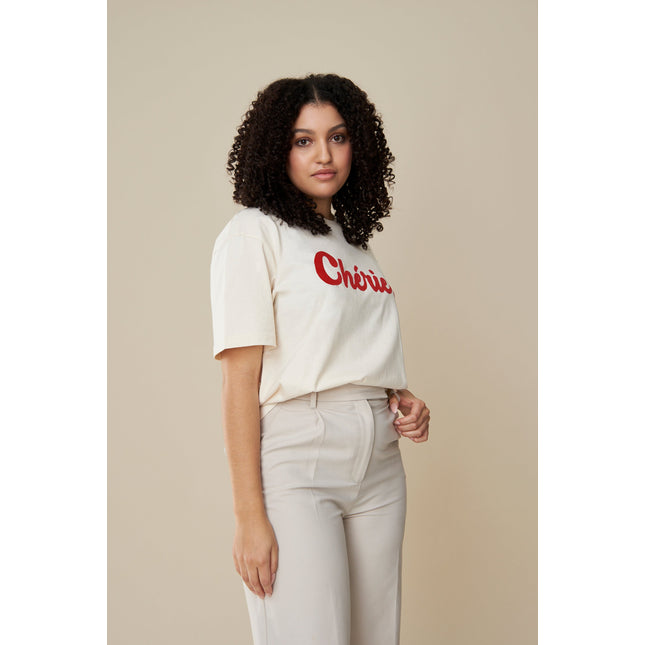 Chérie T-Shirt - Offwhite/Rot