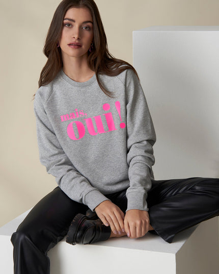 Mais, Oui! Sweatshirt - Grau/Neon Pink