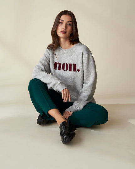 Non. Sweatshirt - Grau/Weinrot