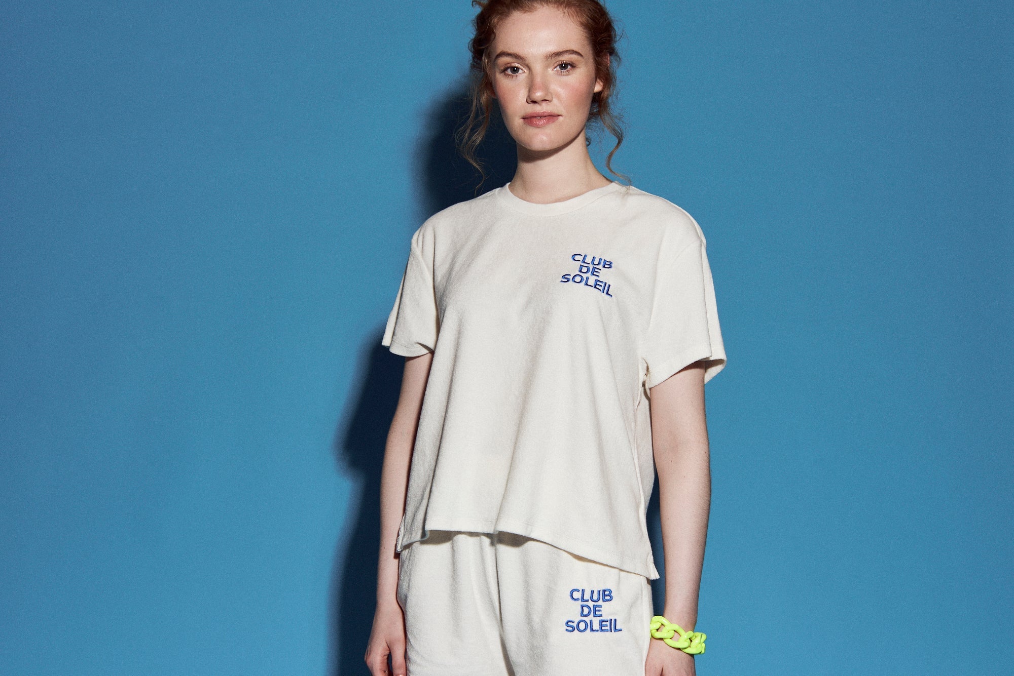 Club de Soleil T-Shirt aus Frottee - Weiß/Blau