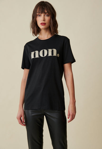 Non. T-Shirt - Schwarz / Glitzer Gold