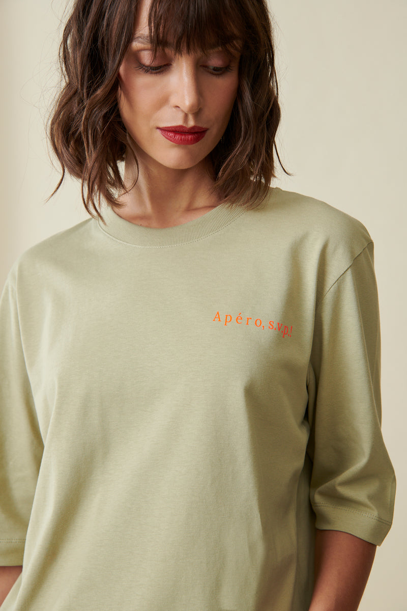 Apéro s. v. p. T-Shirt - Sage/Neon Orange